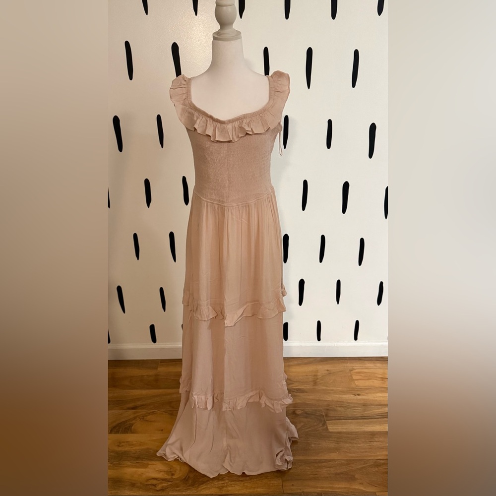Express Baby Pink Ruffle Maxi Dress